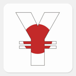 yen valutasymbool japan vlag vierkante sticker