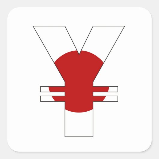 yen valutasymbool japan vlag vierkante sticker (Voorkant)