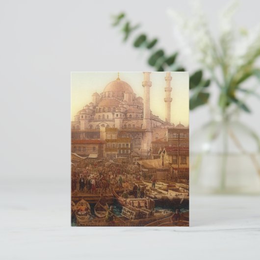 Yeni Cami moskee en Eminö nü bazaar - ISTANBUL Briefkaart (Staand voorkant)