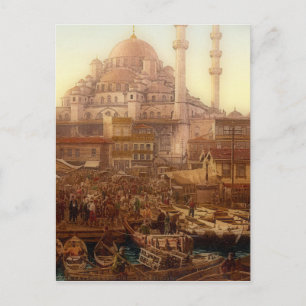 Yeni Cami moskee en Eminö nü bazaar - ISTANBUL Briefkaart