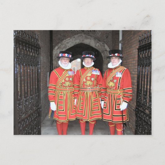 Yeoman-strijders of -beefeaters bij het kasteel va briefkaart (Voorkant)
