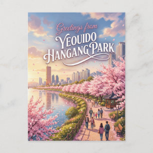 Yeouido Hangang Park Kersenbloesem Zuid-Korea Briefkaart