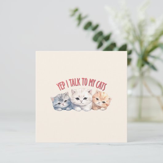 Yep, ik praat met mijn katten - Schattig trio katt (Staand voorkant)