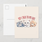 Yep, ik praat met mijn katten - Schattig trio katt Briefkaart (Voorkant / Achterkant)
