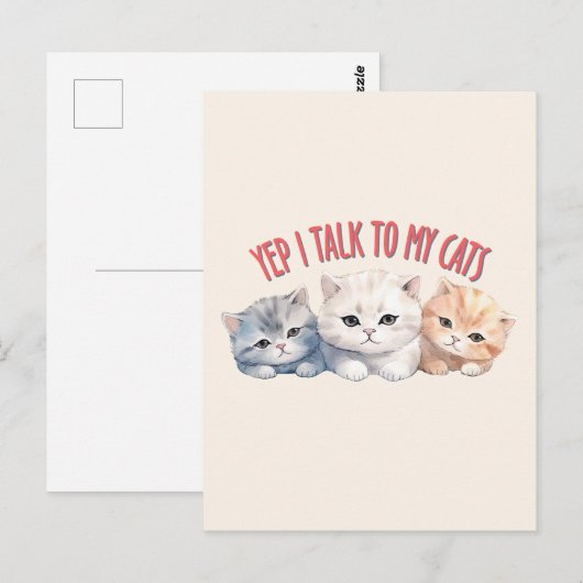 Yep, ik praat met mijn katten - Schattig trio katt Briefkaart (Voorkant / Achterkant)