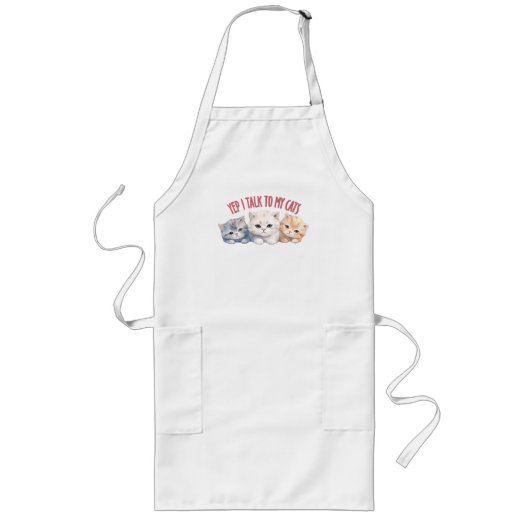 Yep, ik praat met mijn katten - Schattig trio katt Lang Schort (Voorkant)