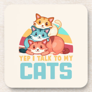 Yep, ik praat met mijn katten-Schattige trio cat d Bier Onderzetter