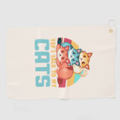 Yep, ik praat met mijn katten-Schattige trio cat d Golfhanddoek (Horizontaal)