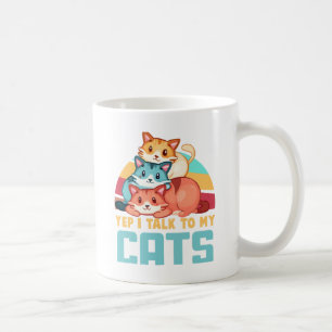 Yep, ik praat met mijn katten-Schattige trio cat d Koffiemok