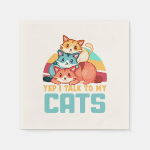 Yep, ik praat met mijn katten-Schattige trio cat d Servet