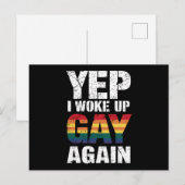 Yep Ik werd wakker Gay weer Pride Rainbow Queer Ga Briefkaart (Voorkant / Achterkant)