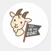 Yep I'm The GOAT Cute Funny Goat Head Design Ronde Sticker (Voorkant)