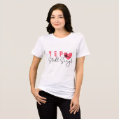 Yep Still Single Grappig Hart Vrouwen Tri-Blend Shirt (Voorkant volledig)