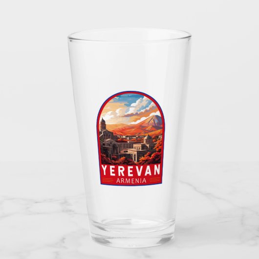Yerevan Armenië Reizen Kunst Vintage Glas (Voorkant)