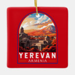 Yerevan Armenië Reizen Kunst Vintage Keramisch Ornament<br><div class="desc">Yerevan retro vector reisontwerp. Jerevan,  de hoofdstad van Armenië,  wordt gekenmerkt door grootse architectuur uit de Sovjet-tijd.</div>