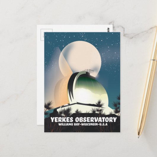Yerkes Observatorium Williams Bay, Wisconsin, VS, Briefkaart (Voorkant / Achterkant in situ)