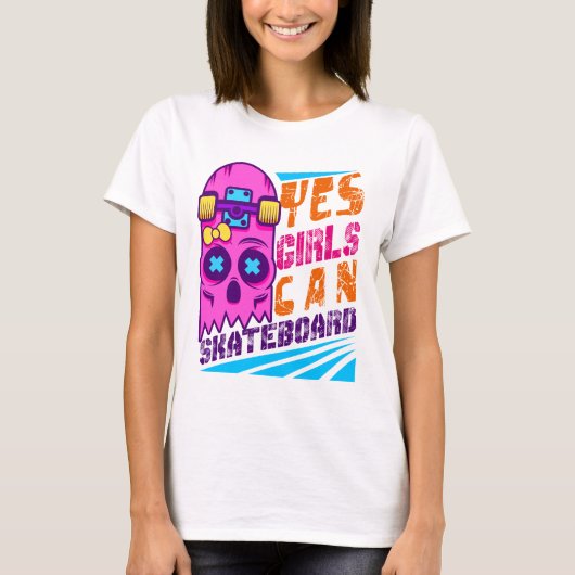 Yes Girls Can Skateboard Skateboarding Skateboard  T-shirt (Voorkant)
