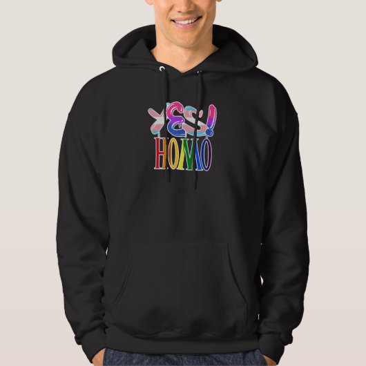 YES! Homo LGBT-positive lesbian gay pride rainbow Hoodie (Voorkant)