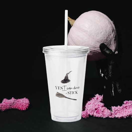 Yes I Can Drive A Stick Fun | Happy Halloween Acryl Drinkbeker
