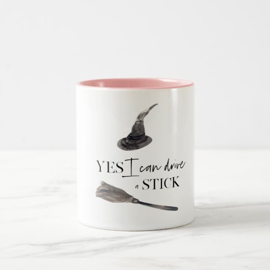 Yes I Can Drive A Stick Fun | Happy Halloween Tweekleurige Koffiemok (Center)