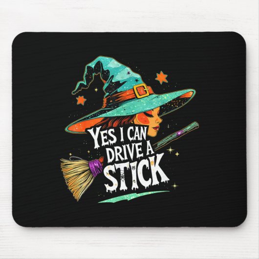 Yes I Can Drive A Stick Funny Halloween Witch Gift Muismat (Voorkant)
