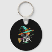 Yes I Can Drive A Stick Funny Halloween Witch Gift Sleutelhanger (Voorkant)