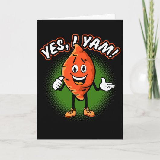 Yes I Yam Funny Sweet Potato Pun Thanksgiving Humo Kaart (Voorkant)