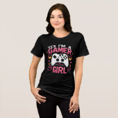 Yes I'm A Gamer Girl: Pink & White Controller Tri-Blend Shirt (Voorkant volledig)