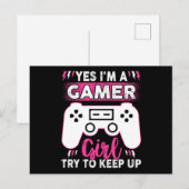 Yes I'M A Gamer Girl, Try to Keep Up | Video game Briefkaart (Voorkant / Achterkant)