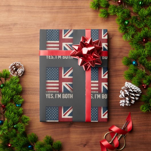 Yes I'm Both American British Flags Pride Cadeaupapier (Feestdagen Geschenken)