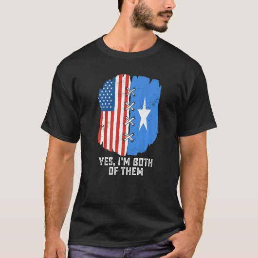 Yes, I'm Both Of Them Half American Half Somalis H T-shirt (Voorkant)