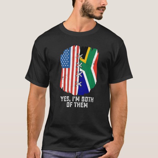 Yes, I'm Both Of Them Half American Half South Afr T-shirt (Voorkant)