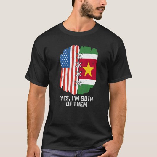 Yes, I'm Both Of Them Half American Half Surinames T-shirt (Voorkant)