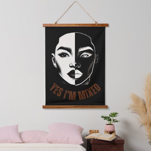 YES, I'M MIXED – Split Face Wandtapijtkunst Hangend Wandkleed (Slaapkamer)