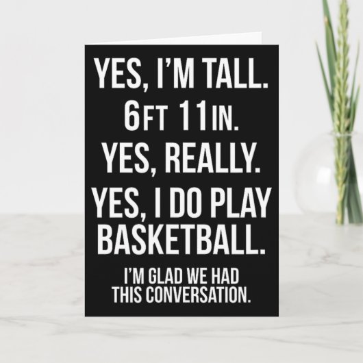 Yes I'm Tall And Play Sketll Fun 6'11'' Tee Gift  Kaart (Voorkant)
