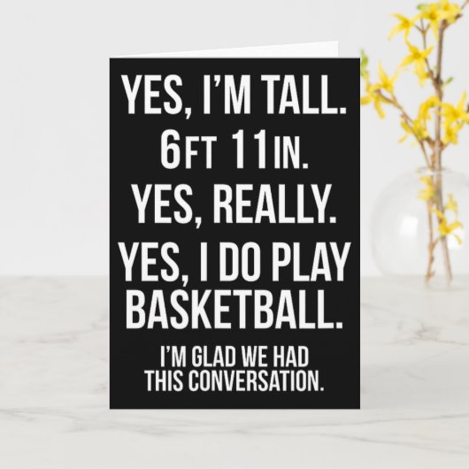 Yes I'm Tall And Play Sketll Fun 6'11'' Tee Gift  Kaart (Gele Bloem)