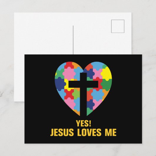 Yes, Jesus Loves Me Autism Heart Uitnodiging Briefkaart (Voorkant / Achterkant)