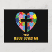 Yes, Jesus Loves Me Autism Heart Uitnodiging Briefkaart (Voorkant)