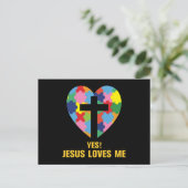Yes, Jesus Loves Me Autism Heart Uitnodiging Briefkaart (Staand voorkant)