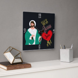 "Yes, Jesus Loves Me!" Black Square Wall Clock Vierkante Klok
