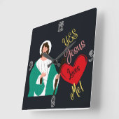 "Yes, Jesus Loves Me!" Black Square Wall Clock Vierkante Klok (Hoek)