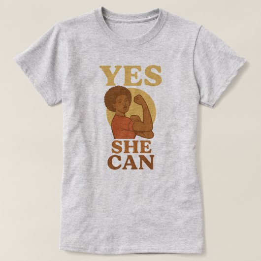 "Yes She Can" - Vrouwelijke macht T-shirt (Design voorkant)