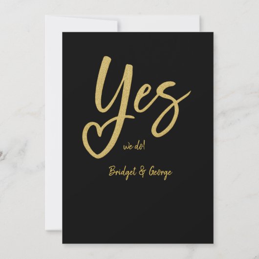 Yes We Do Black Gold Wedding bewaar de datumkaart (Achterkant)