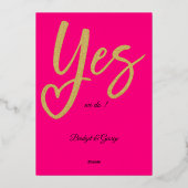 Yes We Do Hot Pink Gold bruiloft echt Folie Uitnodiging (Achterkant)