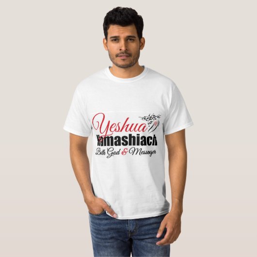Yeshua Hamashiach, God en Messenger T-shirt (Voorkant volledig)