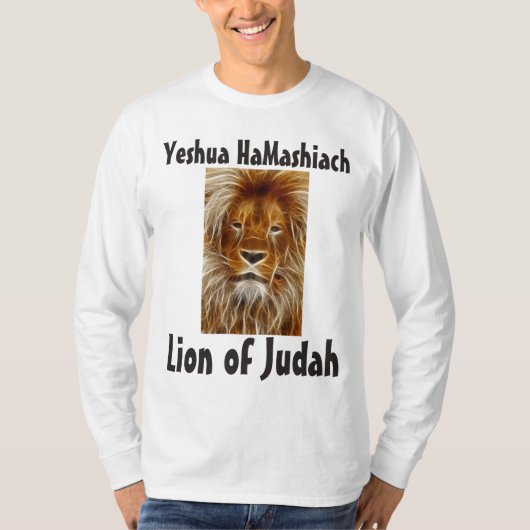 Yeshua HaMashiach, LION OF JUDAH T-shirts (Voorkant)