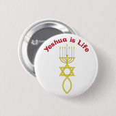 Yeshua is het leven ronde button 5,7 cm (Voorkant /achterkant)