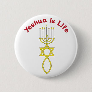 Yeshua is leven ronde button 5,7 cm