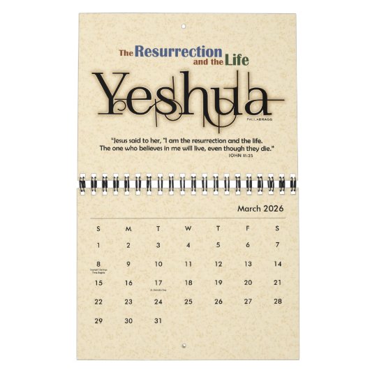 YESHUA Jesus Hebrew Joodse naam Christelijke Messi Kalender (Mar 2026)