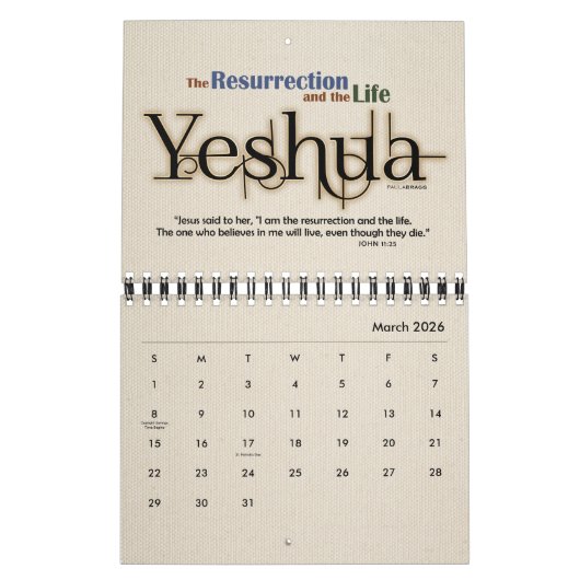 YESHUA Jesus Hebrew Joodse naam Christelijke Messi Kalender (Mar 2026)